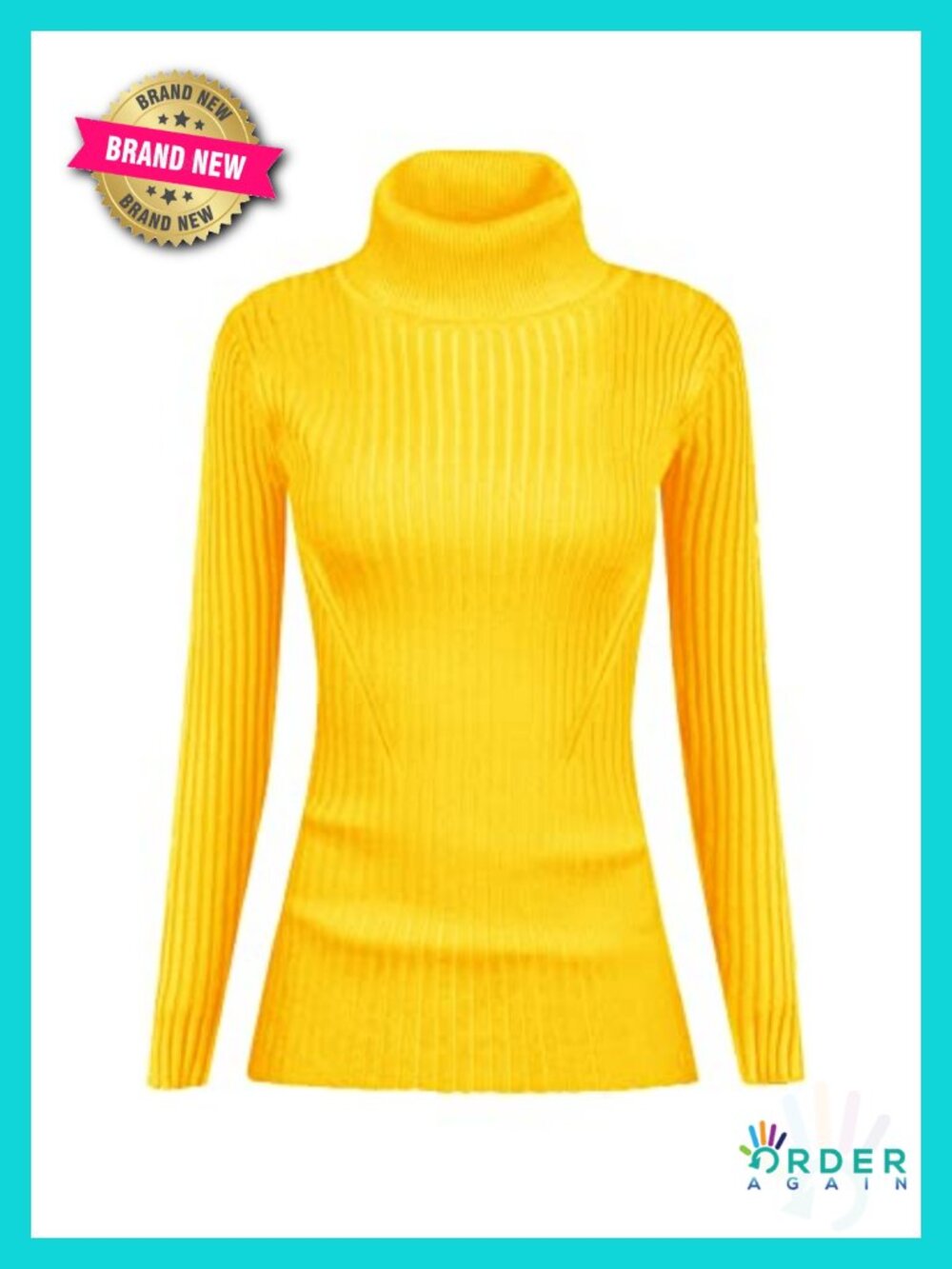 Ribbed Turtleneck Knit Sweater Slim Fit Long Sleeve Pullover